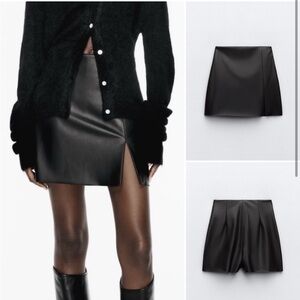 NWOT Zara pleather skirt skort sz L